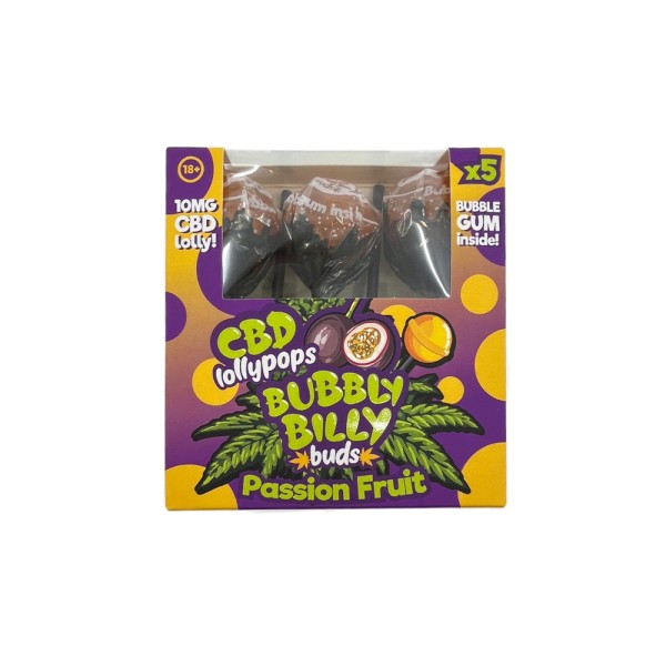 Chupeta de CBD sabor maracujá - 5 unidades | BUBBLY BILLY