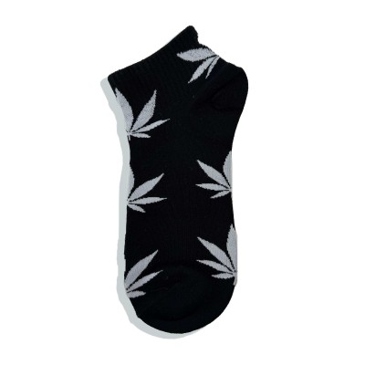Meias pretas com folhas de cannabis brancas Meias pretas com folhas de cannabis brancas