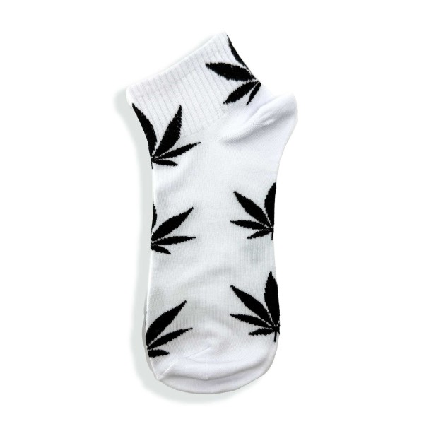 Calcetines blancos con hojas de cannabis negras