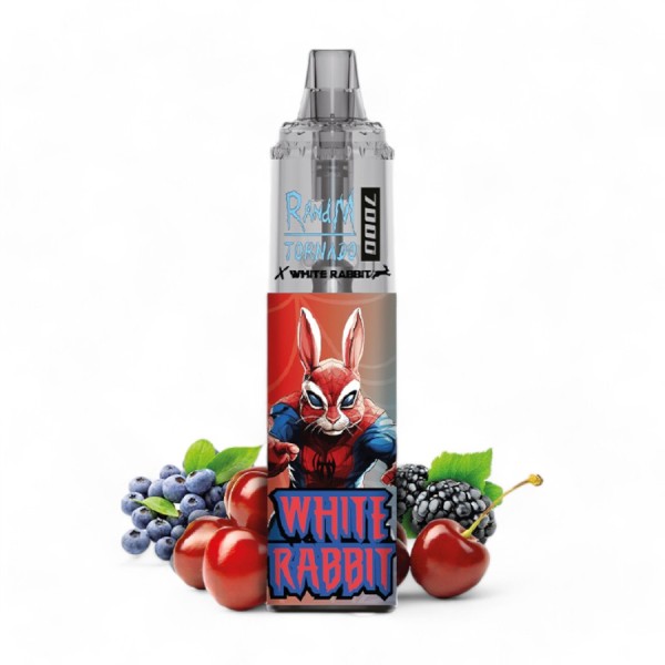White Rabbit x RandM Tornado 7000 Blaue Himbeere Kirsche