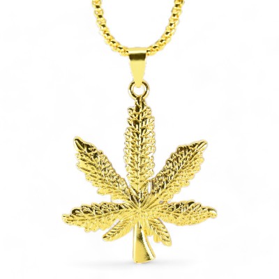 Collana Foglia di Cannabis Dorata Collana Foglia di Cannabis Dorata