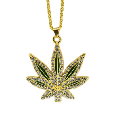 Collana con Ciondolo Foglia di Cannabis Dorata Collana con Ciondolo Foglia di Cannabis Dorata