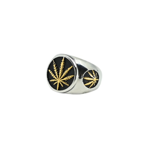 Anello Chevalier Cannabis Argento e Oro