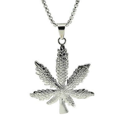 Colar Folha de Cannabis Prateado Colar Folha de Cannabis Prateado