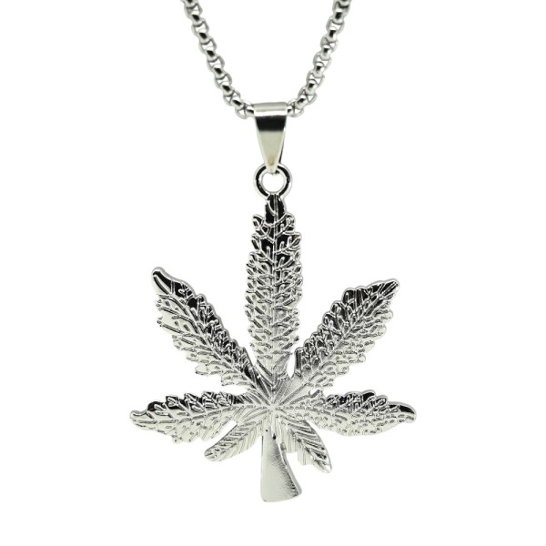 Colar Folha de Cannabis Prateado