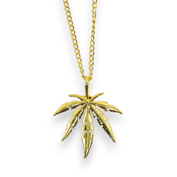 Collana Foglia di Cannabis Dorata