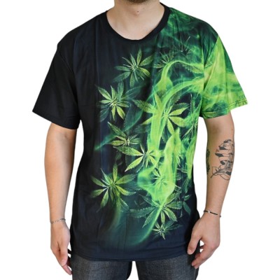 Camiseta Cannabis Verde Fumê Camiseta Cannabis Verde Fumê