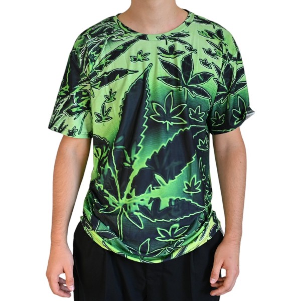 Psychedelisches Cannabis-T-Shirt in Grün