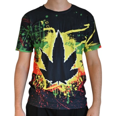 Maglietta Cannabis Rasta dipinto Maglietta Cannabis Rasta dipinto