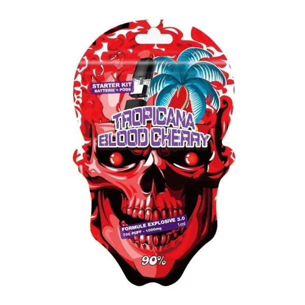 Kit Inicial Tropicana Blood Cherry Bateria + Pod 90% MCP-N, MCP-S + Muscimol 40mg