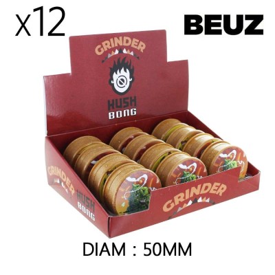 Caixa de 12 Grinders de cânhamo Beuz Buds biodegradável marrom 50mm Caixa de 12 Grinders de cânhamo Beuz Buds biodegradável marrom 50mm