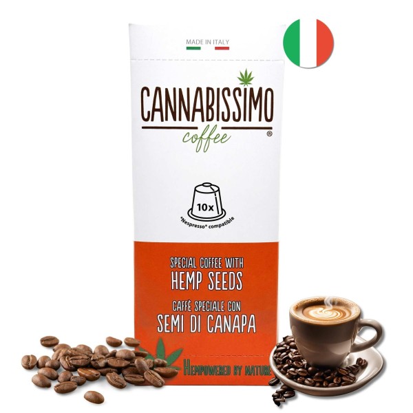 Café com sementes de cânhamo Cannabissimo - 10 cápsulas