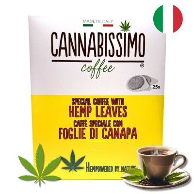Cápsulas de Café com Folhas de Cânhamo Cannabissimo - 25 cápsulas Cápsulas de Café com Folhas de Cânhamo Cannabissimo - 25 cápsulas
