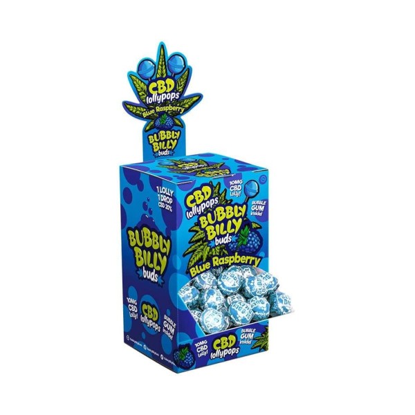 Piruletas de CBD Frambuesa Azul - 100 unidades | BUBBLY BILLY