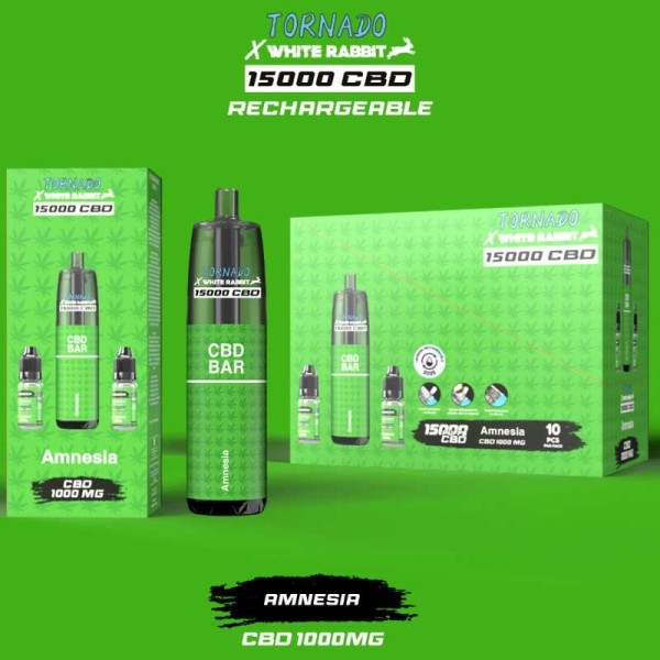 CBD Puff Tornado x White Rabbit 15000 Amnesia Rechargeable