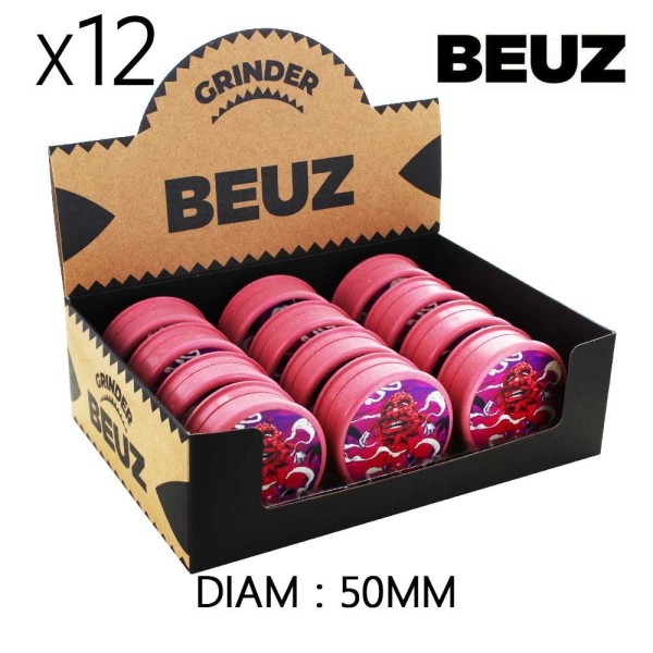 Caixa de 12 Grinders de cânhamo biodegradável Rosa Bloodybud 50mm