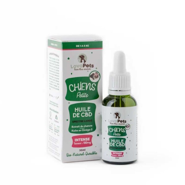 Óleo CBD orgânico 100mg broad spectrum para cães pequenos | LOVAPETS