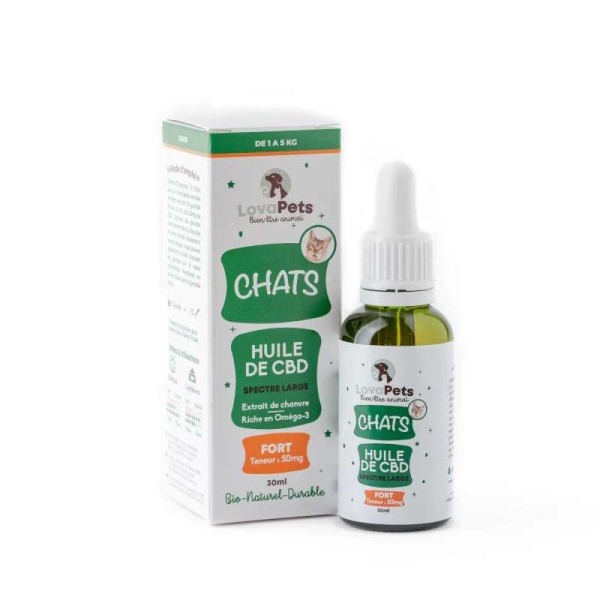 Óleo CBD orgânico 50mg broad spectrum para gatos | LOVAPETS