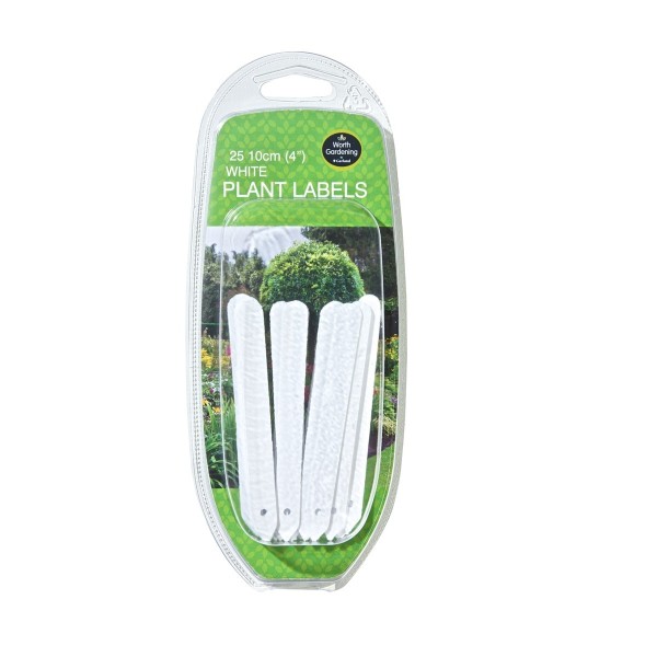 White plant labels 10cm set of 25