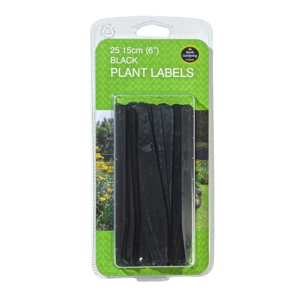 Black plant labels 15cm set of 25